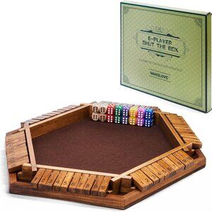 Shut The Box Game, up to 6 Players. Wooden Board Game by Vamslove. NEW & SEALED